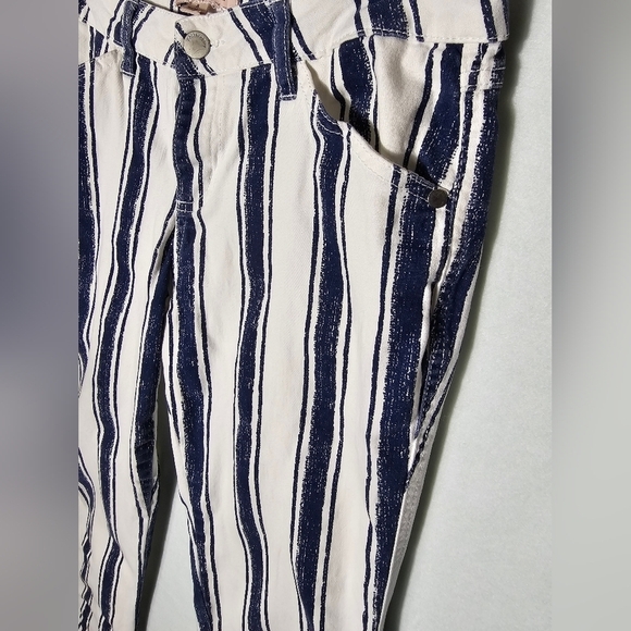 Philosophy Jeans White and Blue Striped Women's Size 8 - Picture 8 of 9